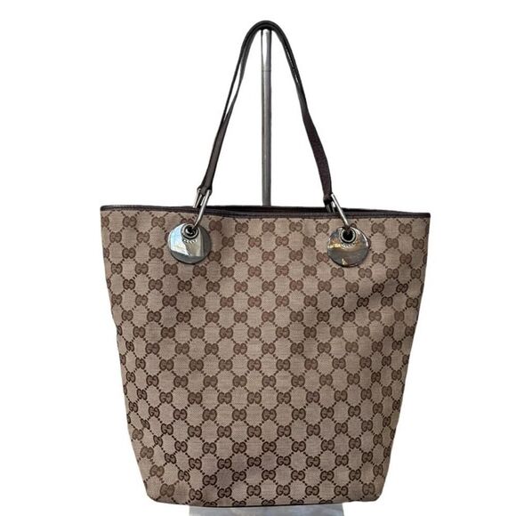 Gucci Eclipse Monogram GG Tote Handbag Canvas Leather - Picture 1 of 14